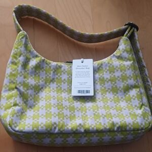 BAGGU Lime and White Patterned Shoulder Bag